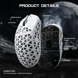 ATTACK SHARK R5 Ultra Carbon Fiber Wireless Gaming Mouse ,39g SUPERLIGHT - Thumbnail Image 2