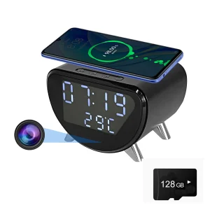 4K WiFi Clock Camera with Wireless Charging, Motion Detection, Loop Recording, Remote Viewing & App Control for Home Security - Thumbnail Image 5